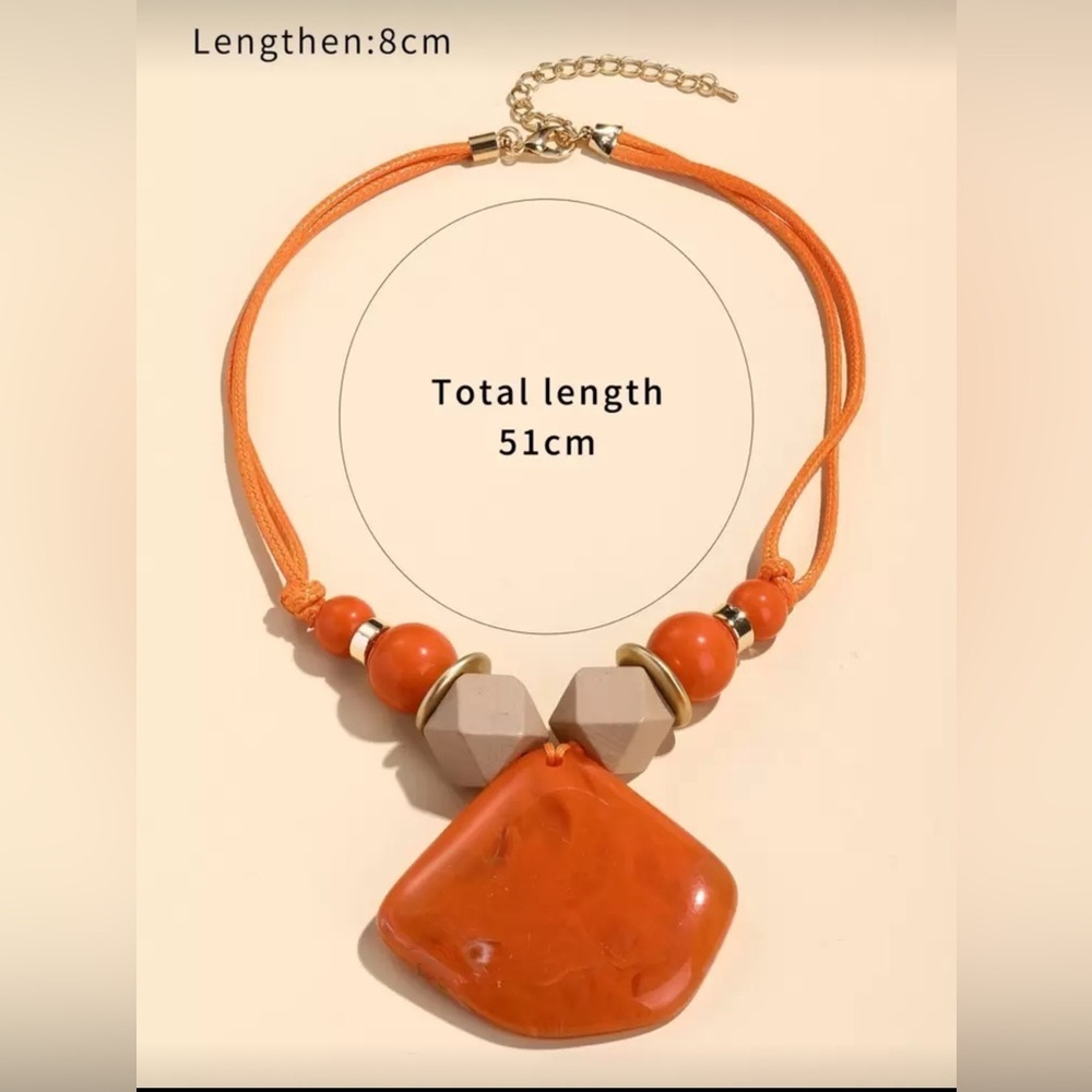 Orange Statement Necklace - image 6